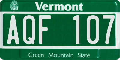 VT license plate AQF107
