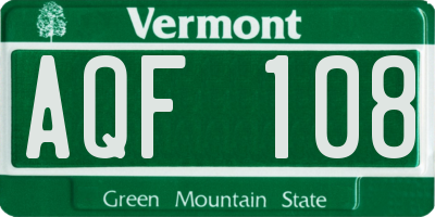 VT license plate AQF108