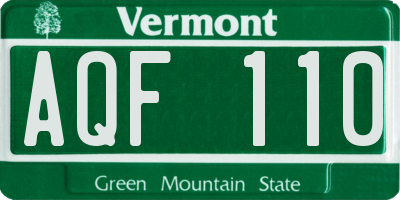 VT license plate AQF110