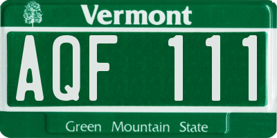 VT license plate AQF111
