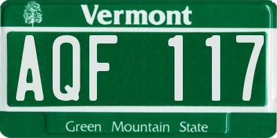 VT license plate AQF117