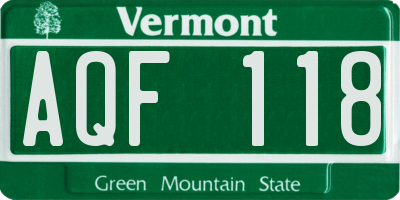 VT license plate AQF118