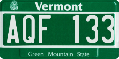 VT license plate AQF133