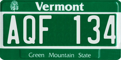 VT license plate AQF134