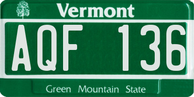 VT license plate AQF136