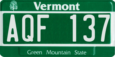 VT license plate AQF137