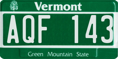 VT license plate AQF143