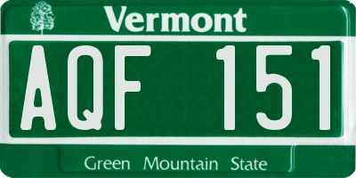 VT license plate AQF151