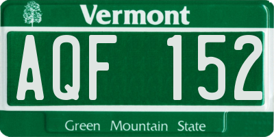 VT license plate AQF152