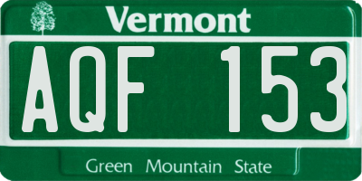 VT license plate AQF153