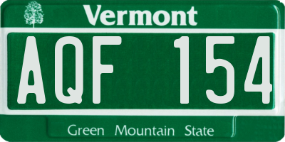 VT license plate AQF154