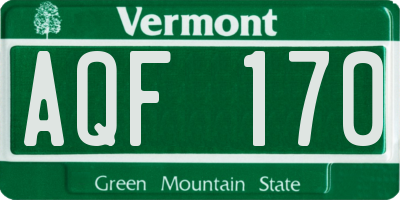 VT license plate AQF170