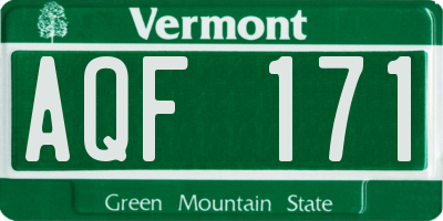 VT license plate AQF171