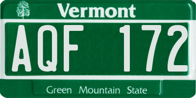 VT license plate AQF172
