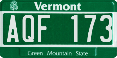 VT license plate AQF173