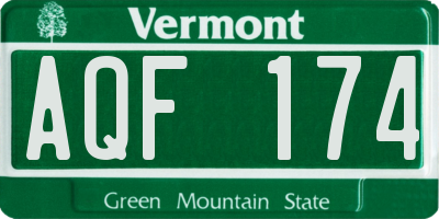 VT license plate AQF174