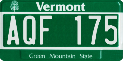 VT license plate AQF175