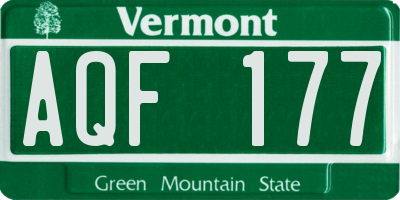 VT license plate AQF177