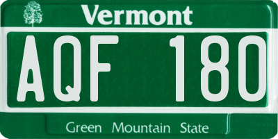 VT license plate AQF180