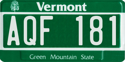 VT license plate AQF181