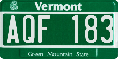 VT license plate AQF183