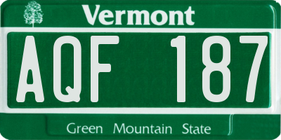 VT license plate AQF187