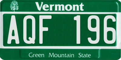 VT license plate AQF196