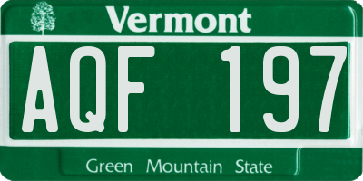 VT license plate AQF197