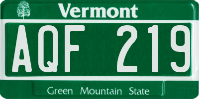 VT license plate AQF219
