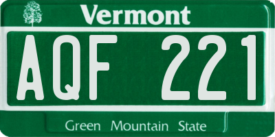 VT license plate AQF221