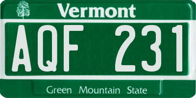 VT license plate AQF231