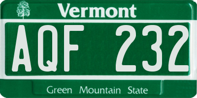 VT license plate AQF232