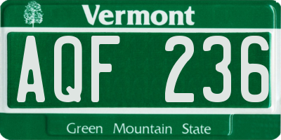 VT license plate AQF236