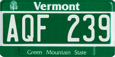 VT license plate AQF239