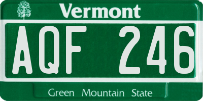 VT license plate AQF246