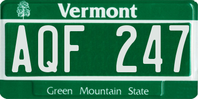 VT license plate AQF247