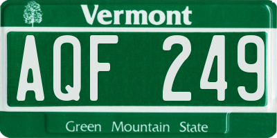 VT license plate AQF249