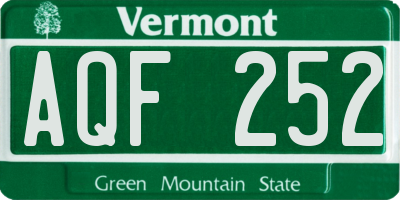 VT license plate AQF252