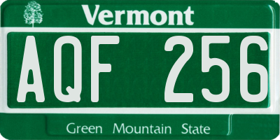 VT license plate AQF256