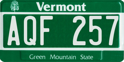 VT license plate AQF257