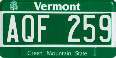 VT license plate AQF259