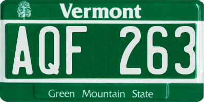 VT license plate AQF263