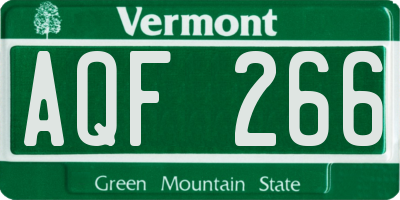 VT license plate AQF266