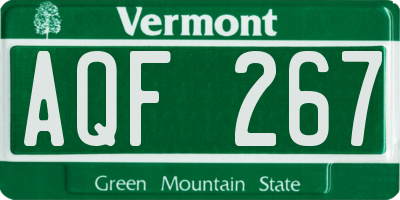 VT license plate AQF267