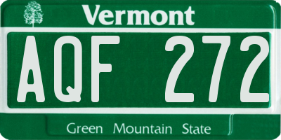 VT license plate AQF272