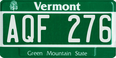 VT license plate AQF276