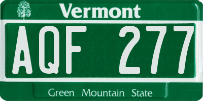 VT license plate AQF277