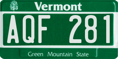 VT license plate AQF281
