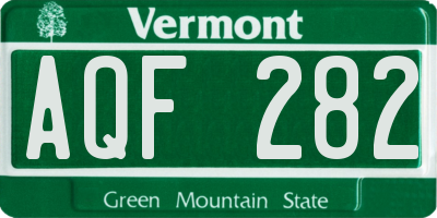 VT license plate AQF282