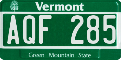 VT license plate AQF285